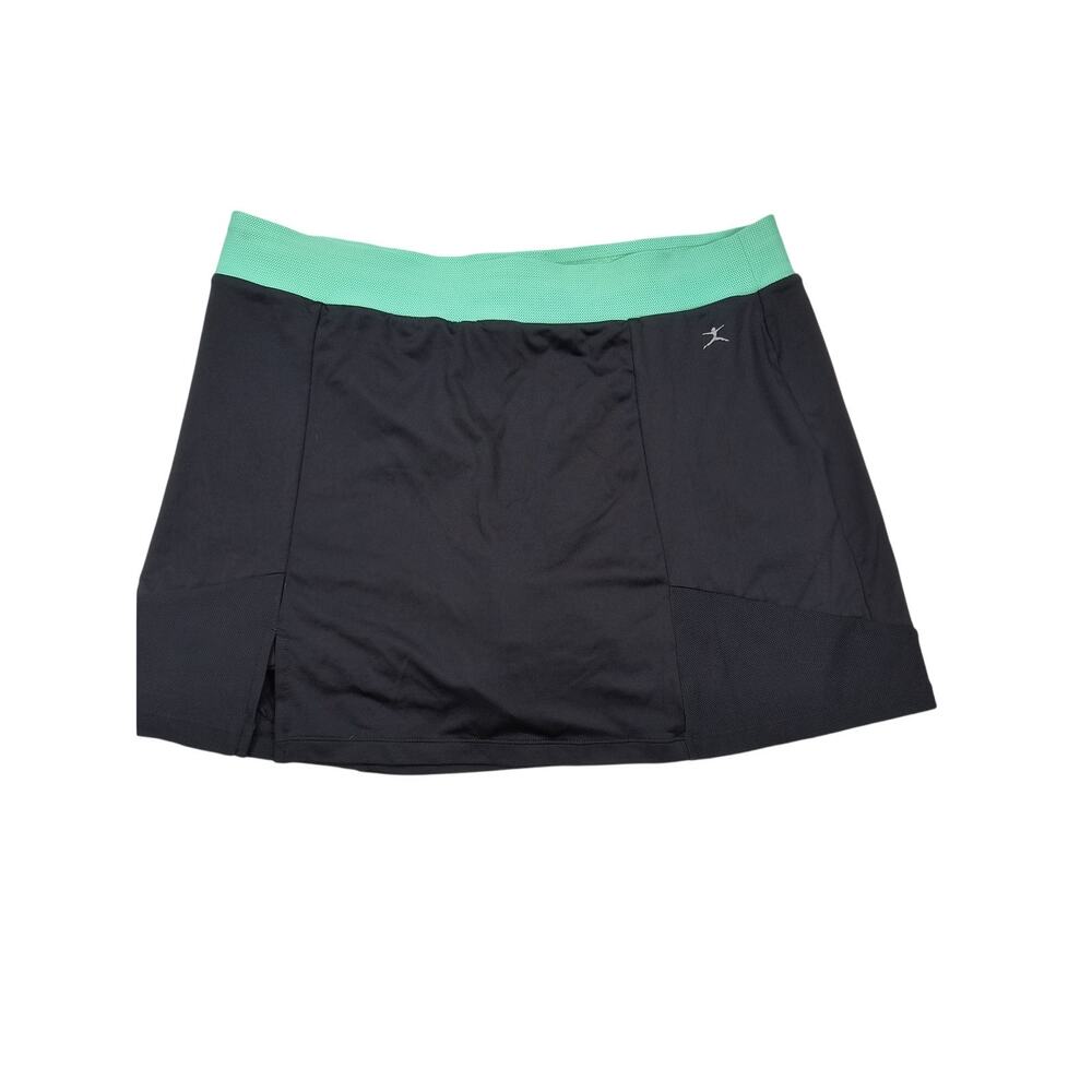 Danskin Now Skort L 12-14 Black Mint Green Tech Elements Built-In Shorts Pocket
